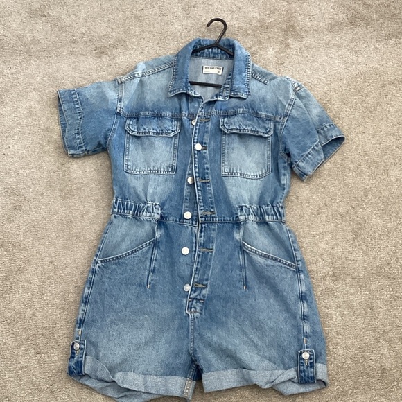 We The Free Light Blue Denim Romper medium free people - Picture 2 of 7